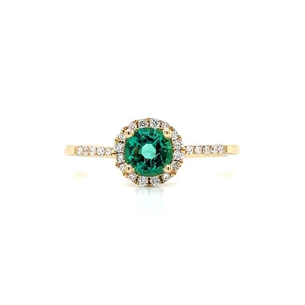 14KY Gold 5 mm Round Emerald Ring with Diamonds Image 4 Franzetti Jewelers Austin, TX