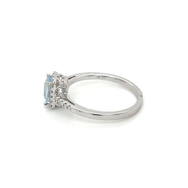 14KW Gold 6 x 4 mm Emerald Cut Aqua Ring with Diamonds Image 5 Franzetti Jewelers Austin, TX