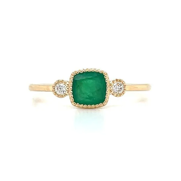 14KY Gold Fanciful Petite Green Emerald & Diamond Ring Franzetti Jewelers Austin, TX