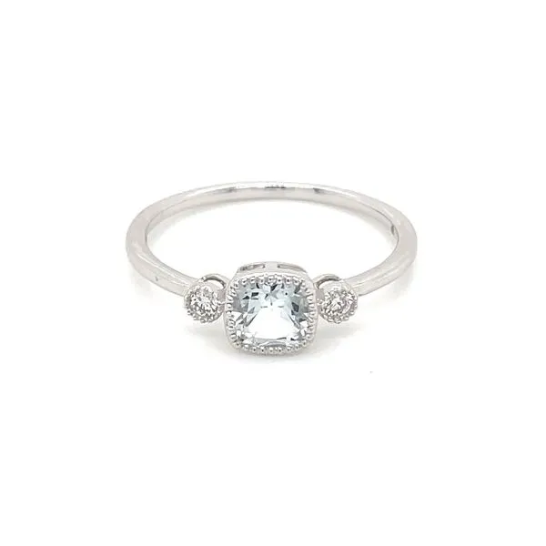 14KW Gold Fanciful Petite Aquamarine & Diamond Ring Image 4 Franzetti Jewelers Austin, TX