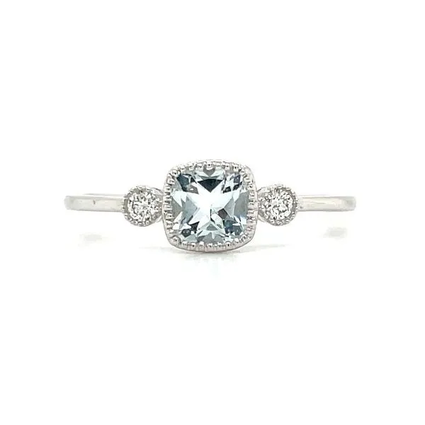 14KW Gold Fanciful Petite Aquamarine & Diamond Ring Franzetti Jewelers Austin, TX