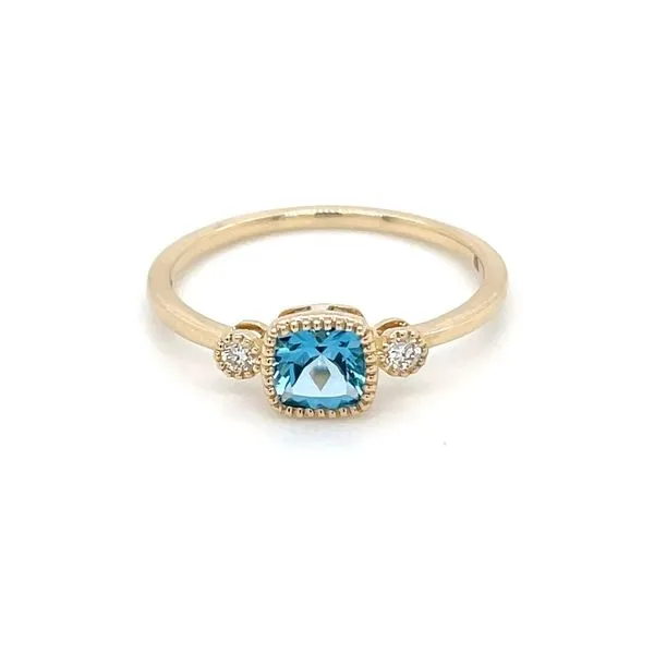 14KY Gold Fanciful Petite Swiss Blue Topaz & Diamond Ring Image 4 Franzetti Jewelers Austin, TX