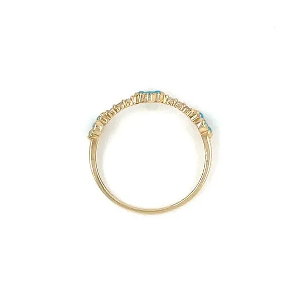 14K Yellow Gold 3 Clover Turquoise & Diamond Ring Image 5 Franzetti Jewelers Austin, TX