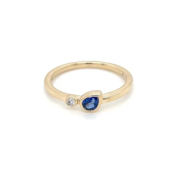 14KY Gold Pear Blue Sapphire & Diamond Ring Franzetti Jewelers Austin, TX