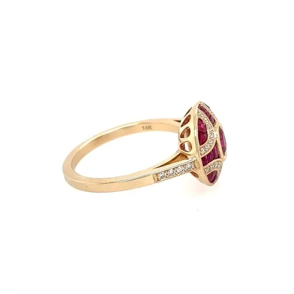 14KY Round Shape Ring with Rubies & Diamonds Image 4 Franzetti Jewelers Austin, TX