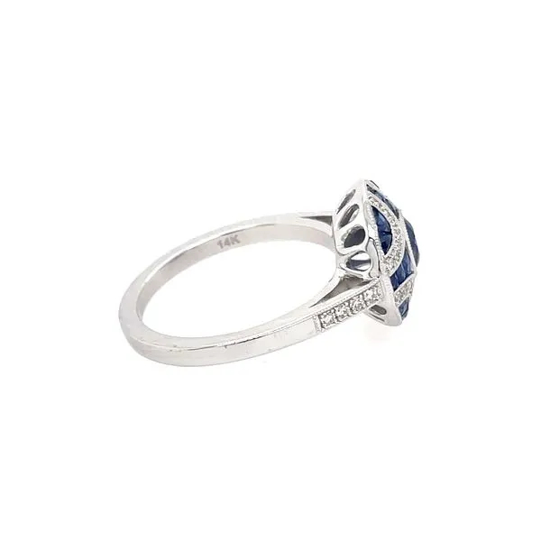 14KW Round Shape Ring with Blue Sapphires & Diamonds Image 4 Franzetti Jewelers Austin, TX