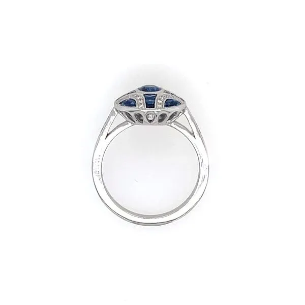 14KW Round Shape Ring with Blue Sapphires & Diamonds Image 5 Franzetti Jewelers Austin, TX