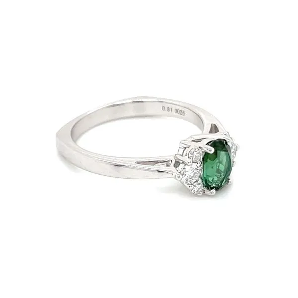 14KW Gold Oval Green Tourmaline Ring with Diamonds Image 4 Franzetti Jewelers Austin, TX