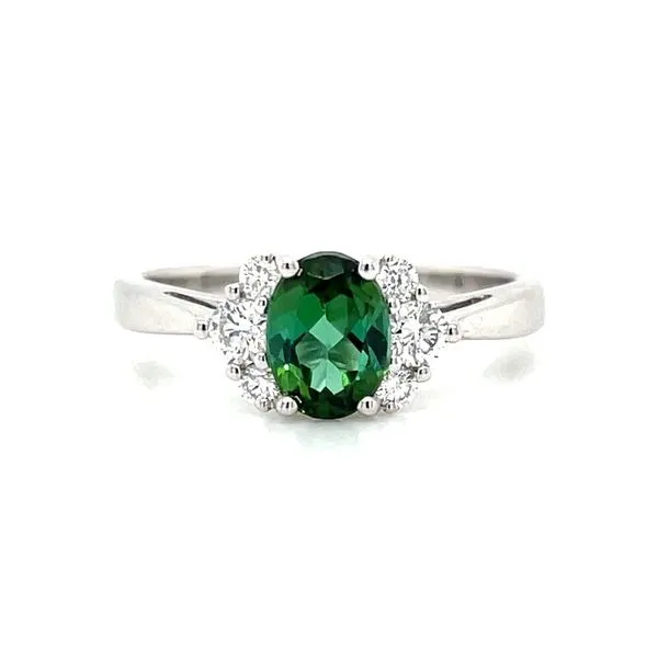 14KW Gold Oval Green Tourmaline Ring with Diamonds Franzetti Jewelers Austin, TX