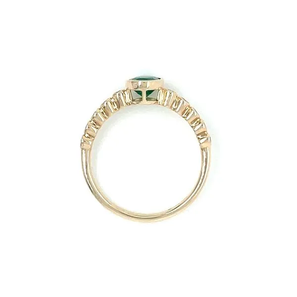 14KY Gold Bezel Set Oval Emerald & Diamond Ring Image 5 Franzetti Jewelers Austin, TX