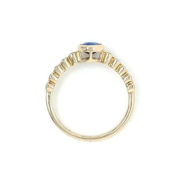 14KY Gold Bezel Set Oval Blue Sapphire & Diamond Ring Image 5 Franzetti Jewelers Austin, TX