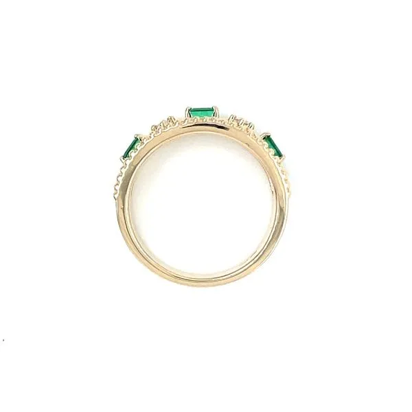 14KY Gold 3 Baguette Emerald Ring with Diamonds Image 5 Franzetti Jewelers Austin, TX