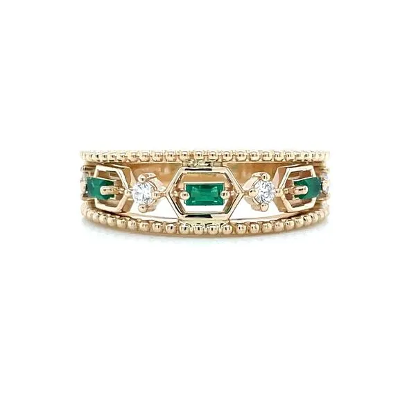 14KY Gold 3 Baguette Emerald Ring with Diamonds Franzetti Jewelers Austin, TX