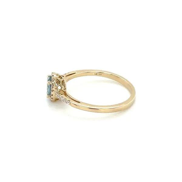 14KY Gold Oval Aquamarine Ring with Diamonds Image 5 Franzetti Jewelers Austin, TX
