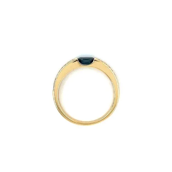 18KY Gold Oval Blue Sapphire Ring with Pavé Set Diamonds Image 5 Franzetti Jewelers Austin, TX