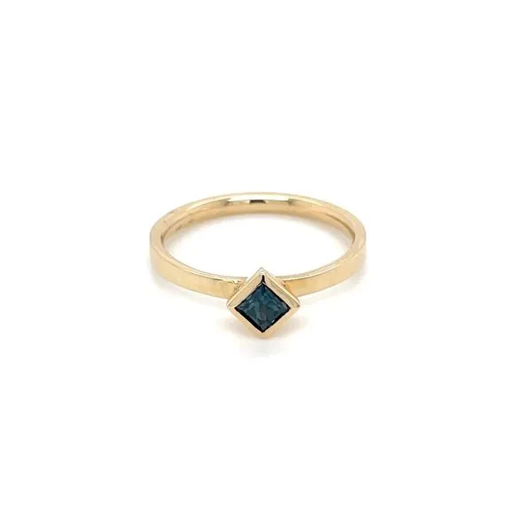 14KY Gold Ring with Bezel Set Teal Blue Sapphire Image 3 Franzetti Jewelers Austin, TX