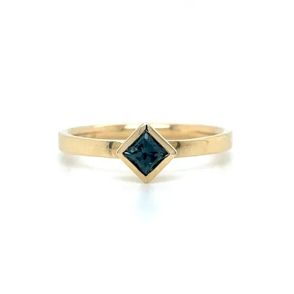 14KY Gold Ring with Bezel Set Teal Blue Sapphire Franzetti Jewelers Austin, TX