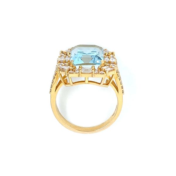 18KY Gold Emerald Cut Aqua Ring with Diamonds Image 5 Franzetti Jewelers Austin, TX