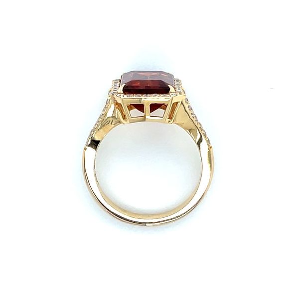 18KY Gold Emerald Cut Bicolor Tourmaline Ring with Diamonds Image 5 Franzetti Jewelers Austin, TX