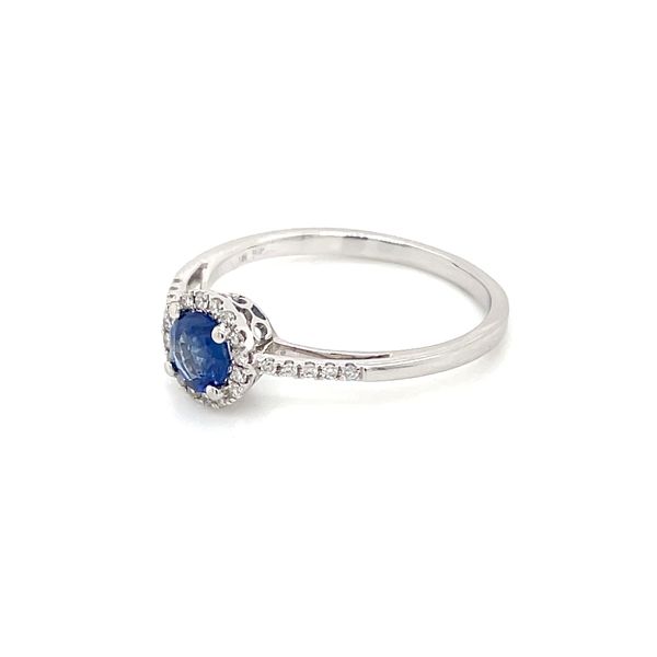 14KW Gold Round Blue Sapphire Ring with Diamonds Image 3 Franzetti Jewelers Austin, TX