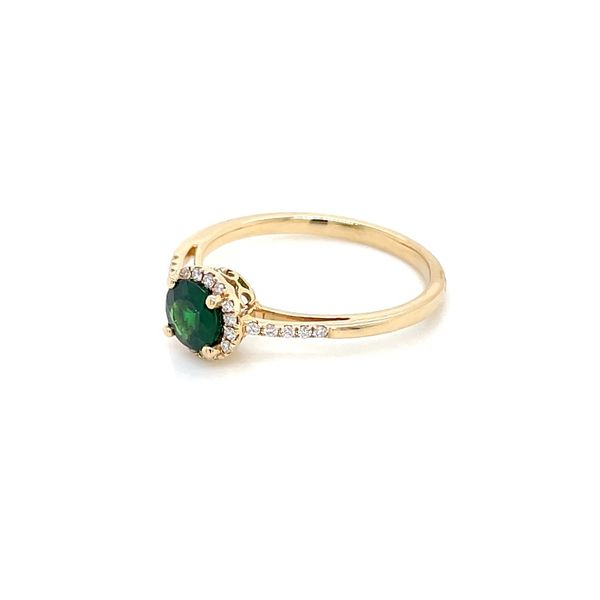 14KY Gold Round Tsavorite Green Garnet Ring with Diamonds Image 3 Franzetti Jewelers Austin, TX