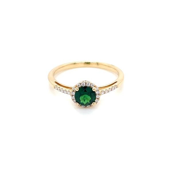 14KY Gold Round Tsavorite Green Garnet Ring with Diamonds Image 4 Franzetti Jewelers Austin, TX