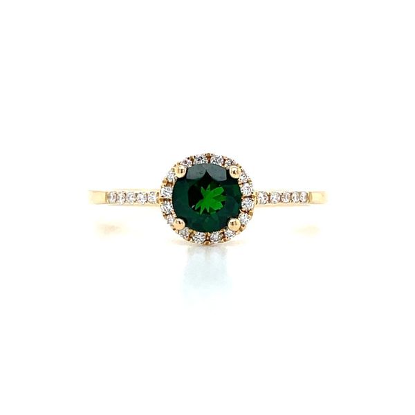 14KY Gold Round Tsavorite Green Garnet Ring with Diamonds Franzetti Jewelers Austin, TX
