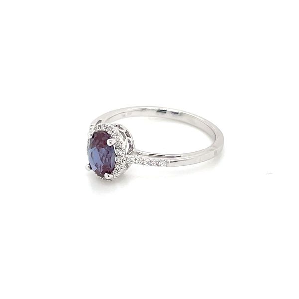 14KW Gold Oval Created Alexandrite Ring with Diamonds Image 3 Franzetti Jewelers Austin, TX