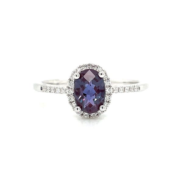 14KW Gold Oval Created Alexandrite Ring with Diamonds Franzetti Jewelers Austin, TX