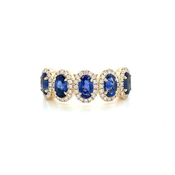 14KY Gold Halfway 5 Oval Blue Sapphire & Diamond Ring Image 3 Franzetti Jewelers Austin, TX