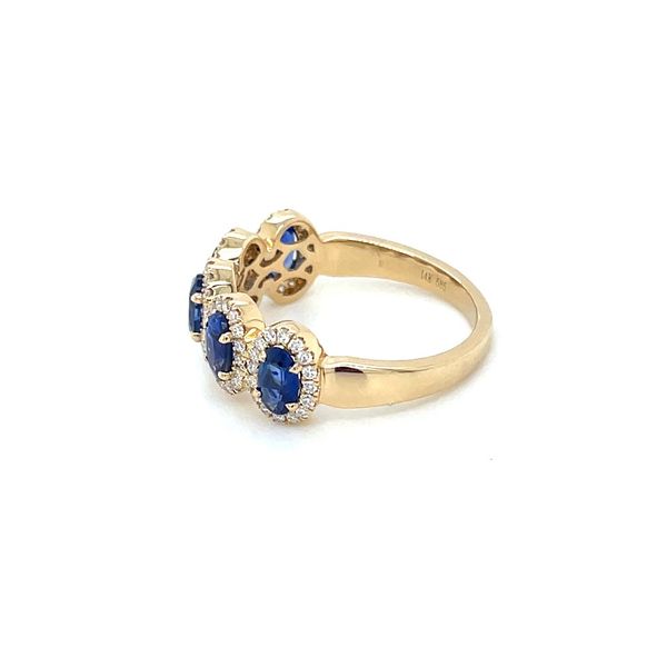 14KY Gold Halfway 5 Oval Blue Sapphire & Diamond Ring Image 4 Franzetti Jewelers Austin, TX