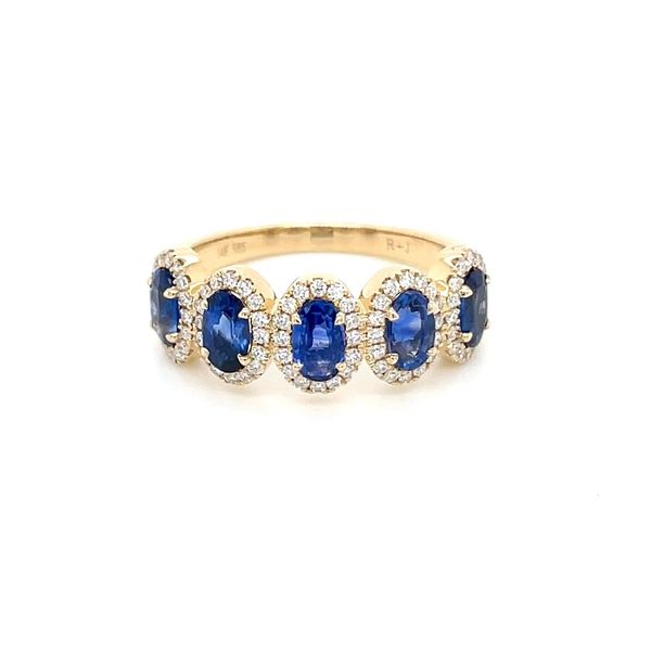 14KY Gold Halfway 5 Oval Blue Sapphire & Diamond Ring Franzetti Jewelers Austin, TX