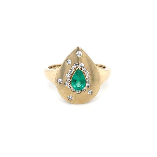 14KY Gold Pear Shape Ring with Pear Emerald and Daimonds Image 3 Franzetti Jewelers Austin, TX