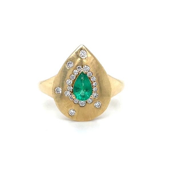 14KY Gold Pear Shape Ring with Pear Emerald and Daimonds Franzetti Jewelers Austin, TX