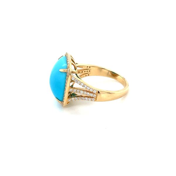 18KY Gold Rectangular Cushion Sleeping Beauty Turquoise Ring with Diamonds Image 4 Franzetti Jewelers Austin, TX
