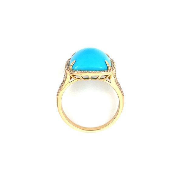 18KY Gold Rectangular Cushion Sleeping Beauty Turquoise Ring with Diamonds Image 5 Franzetti Jewelers Austin, TX