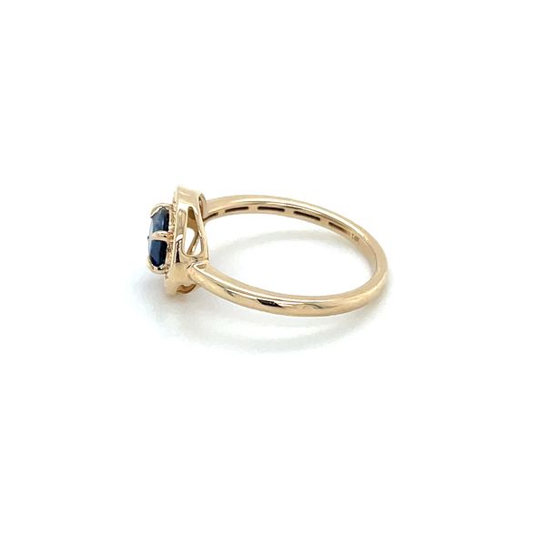 14KY Gold East West Oval Blue Sapphire Ring with Diamonds Image 4 Franzetti Jewelers Austin, TX
