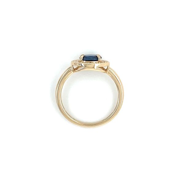 14KY Gold East West Oval Blue Sapphire Ring with Diamonds Image 5 Franzetti Jewelers Austin, TX