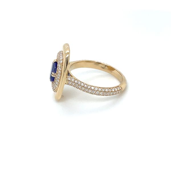 14KY Gold Elongated Tanzanite Ring with Pavé Diamonds Image 3 Franzetti Jewelers Austin, TX