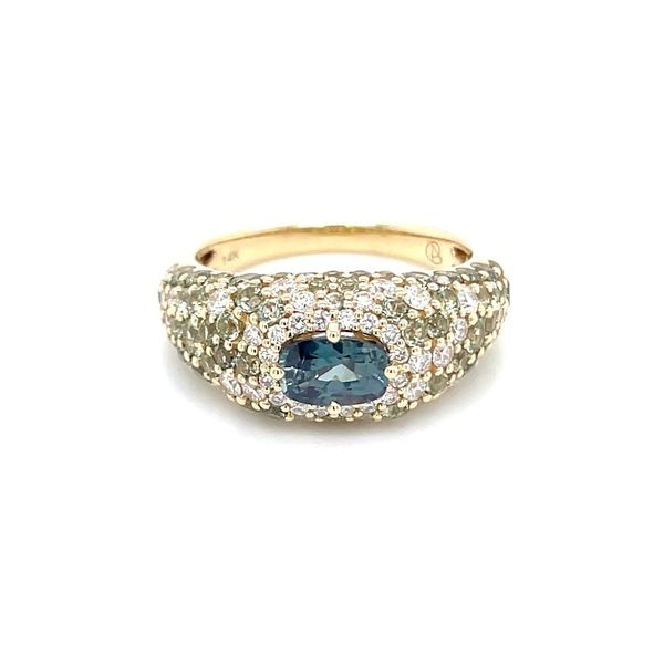 GORGEOUS! 14KY Gold Alexandrite Ring with Scattered Diamonds & Green Sapphires Image 3 Franzetti Jewelers Austin, TX