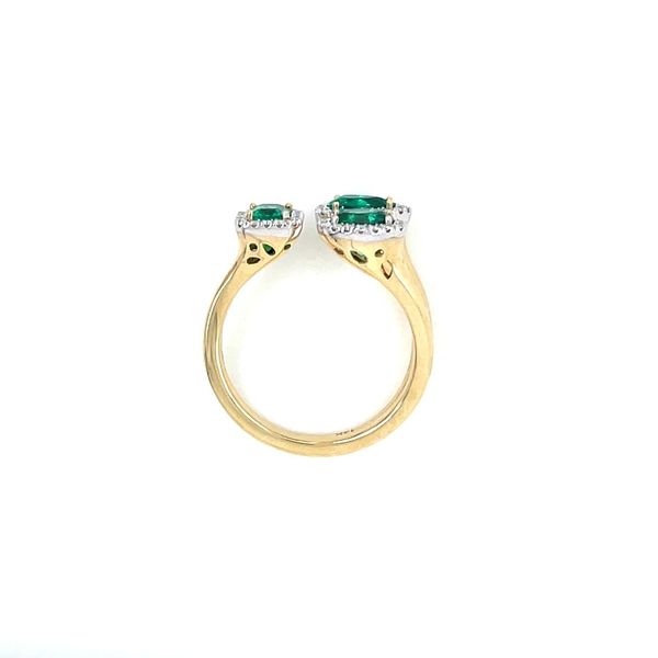 14K Y&W Gold 3 Green Emerald Open Ring with Diamonds Image 5 Franzetti Jewelers Austin, TX