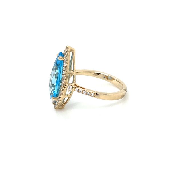 14KY Gold Pear Blue Topaz Ring with Diamonds Image 4 Franzetti Jewelers Austin, TX