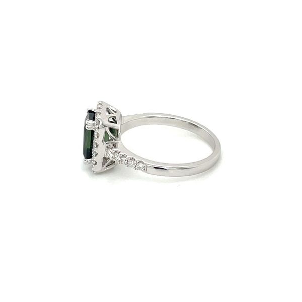 14KW Gold Emerald Cut Green Tourmaline Ring with Diamonds Image 4 Franzetti Jewelers Austin, TX