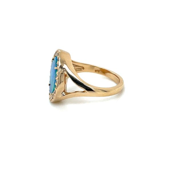 14KY Gold Cushion Opal Ring with Diamonds Image 4 Franzetti Jewelers Austin, TX