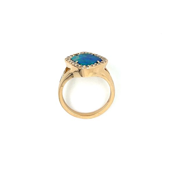 14KY Gold Cushion Opal Ring with Diamonds Image 5 Franzetti Jewelers Austin, TX