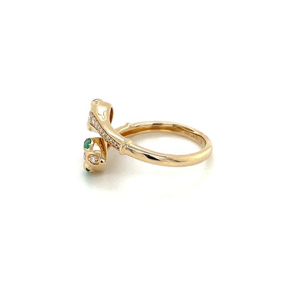 14KY Gold 2 Headed Serpent Ring with Emeralds & Diamonds Image 4 Franzetti Jewelers Austin, TX
