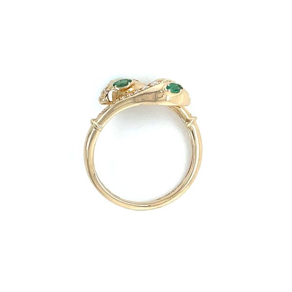 14KY Gold 2 Headed Serpent Ring with Emeralds & Diamonds Image 5 Franzetti Jewelers Austin, TX