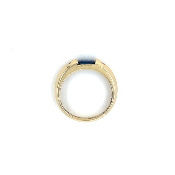 14KY Gold East West Emerald Cut Blue Sapphire Ring with 2 Diamonds Image 5 Franzetti Jewelers Austin, TX