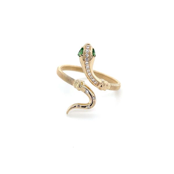 14KY Gold Serpent Ring with Tsavorites & Diamonds Image 3 Franzetti Jewelers Austin, TX