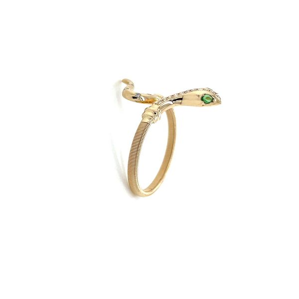 14KY Gold Serpent Ring with Tsavorites & Diamonds Image 4 Franzetti Jewelers Austin, TX